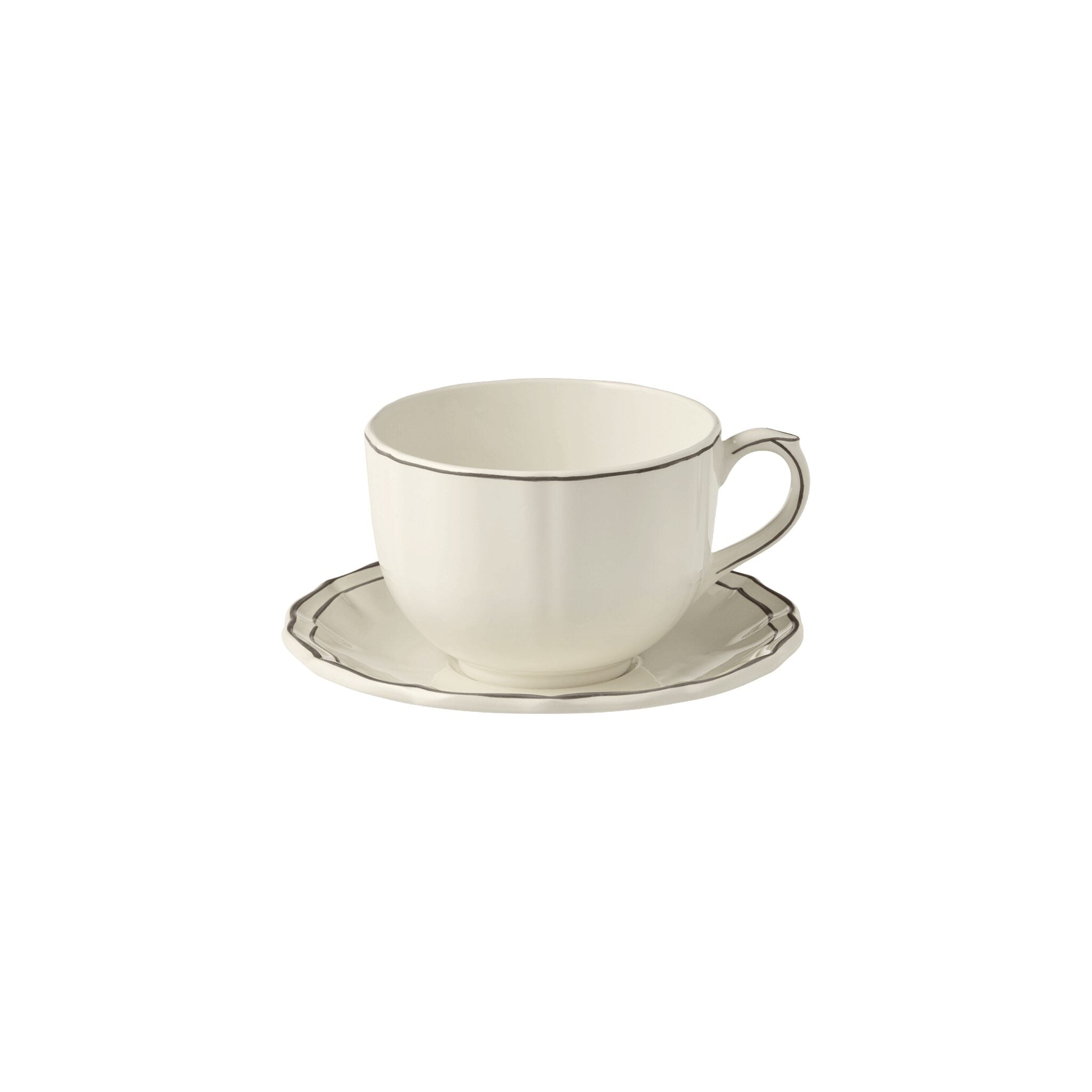 Gien Jumbo Cup & Saucer - Filet Taupe Cup & Saucer Set