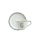 Gien Jumbo Cup & Saucer G - Filet Midnight Monogram Cup & Saucer Set