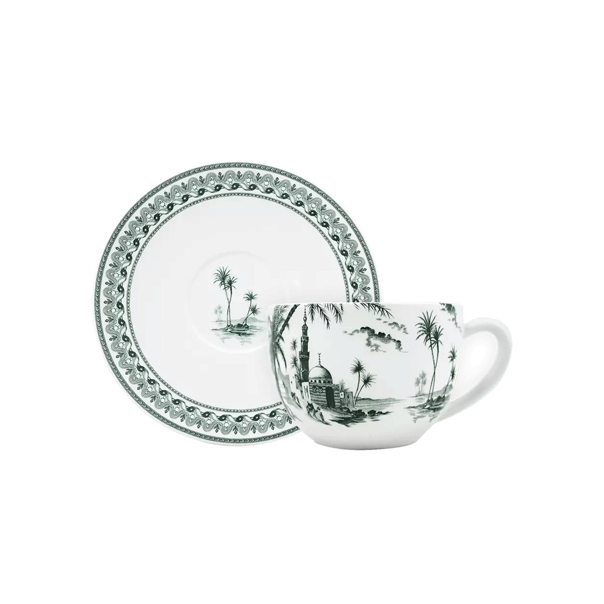Gien Jumbo Cup & Saucer - Les Dépareillées Green Cup & Saucer Set