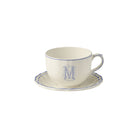 Gien Jumbo Cup & Saucer M - Filet Blue Monogram Cup & Saucer Set