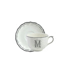 Gien Jumbo Cup & Saucer M - Filet Midnight Monogram Cup & Saucer Set