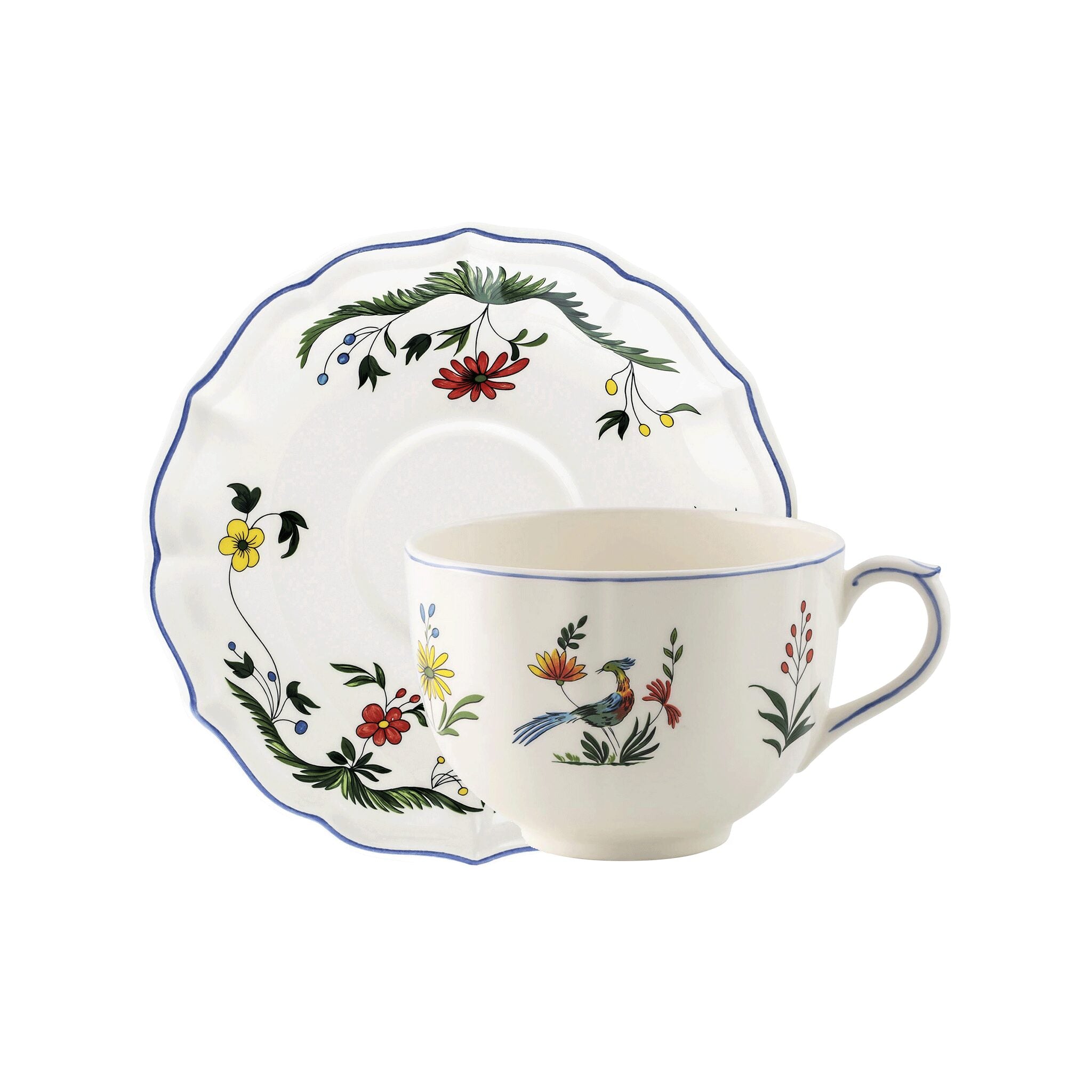 Gien Jumbo Cup & Saucer - Oiseaux De Paradis Cup & Saucer Set