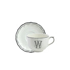 Gien Jumbo Cup & Saucer W - Filet Midnight Monogram Cup & Saucer Set