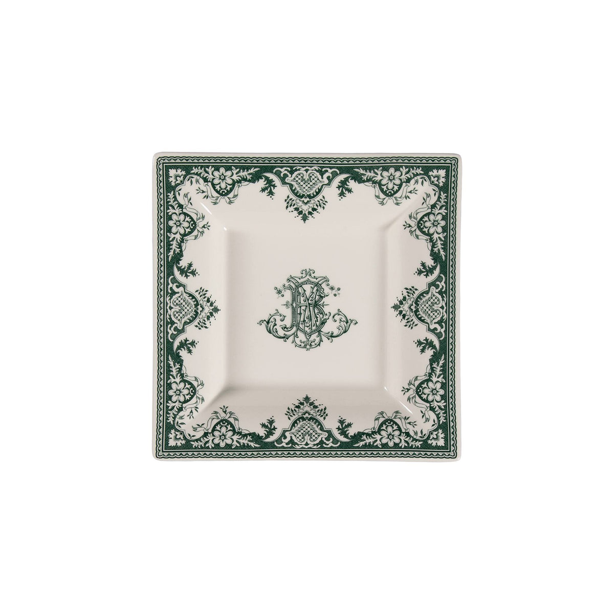 Gien Large Square Candy Tray - Les Dépareillées Green