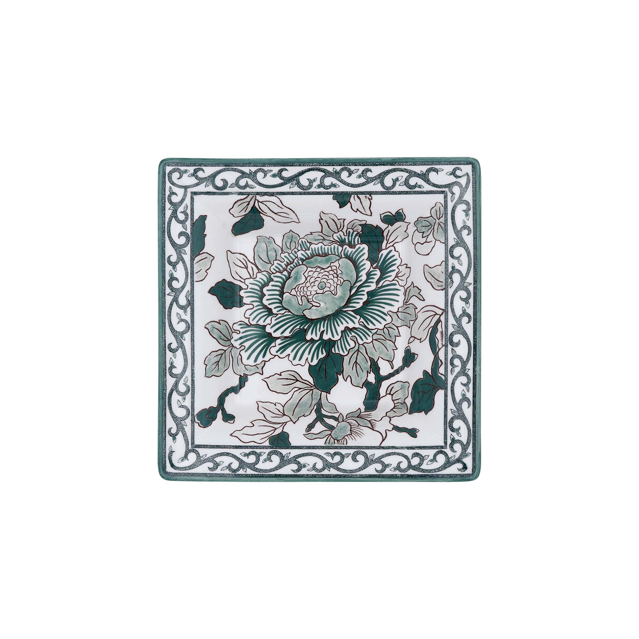 Gien Large Square Candy Tray - Pivoines Vertes Candy Dish
