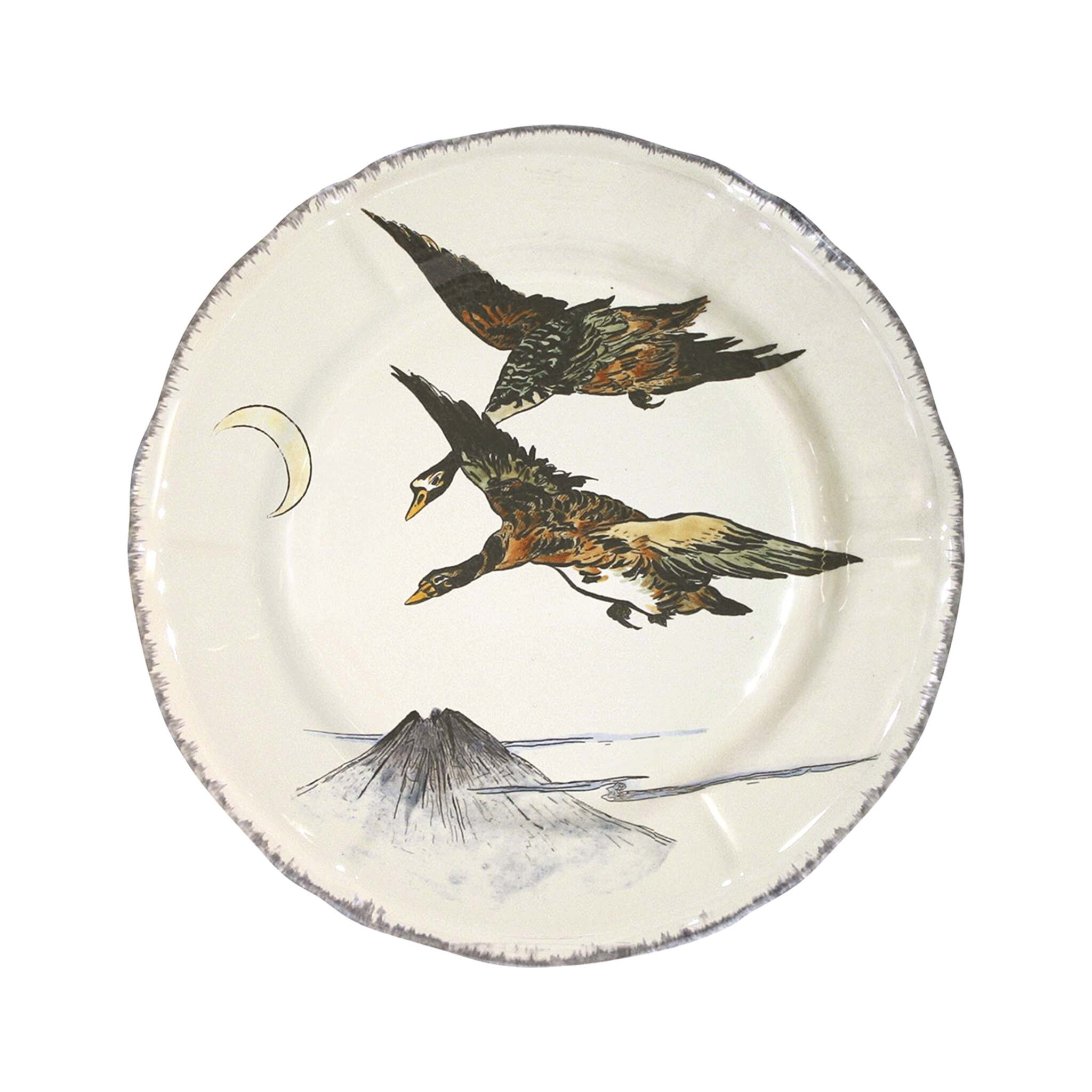 Gien Luncheon Plate Ducks in Flight - Grands Oiseaux