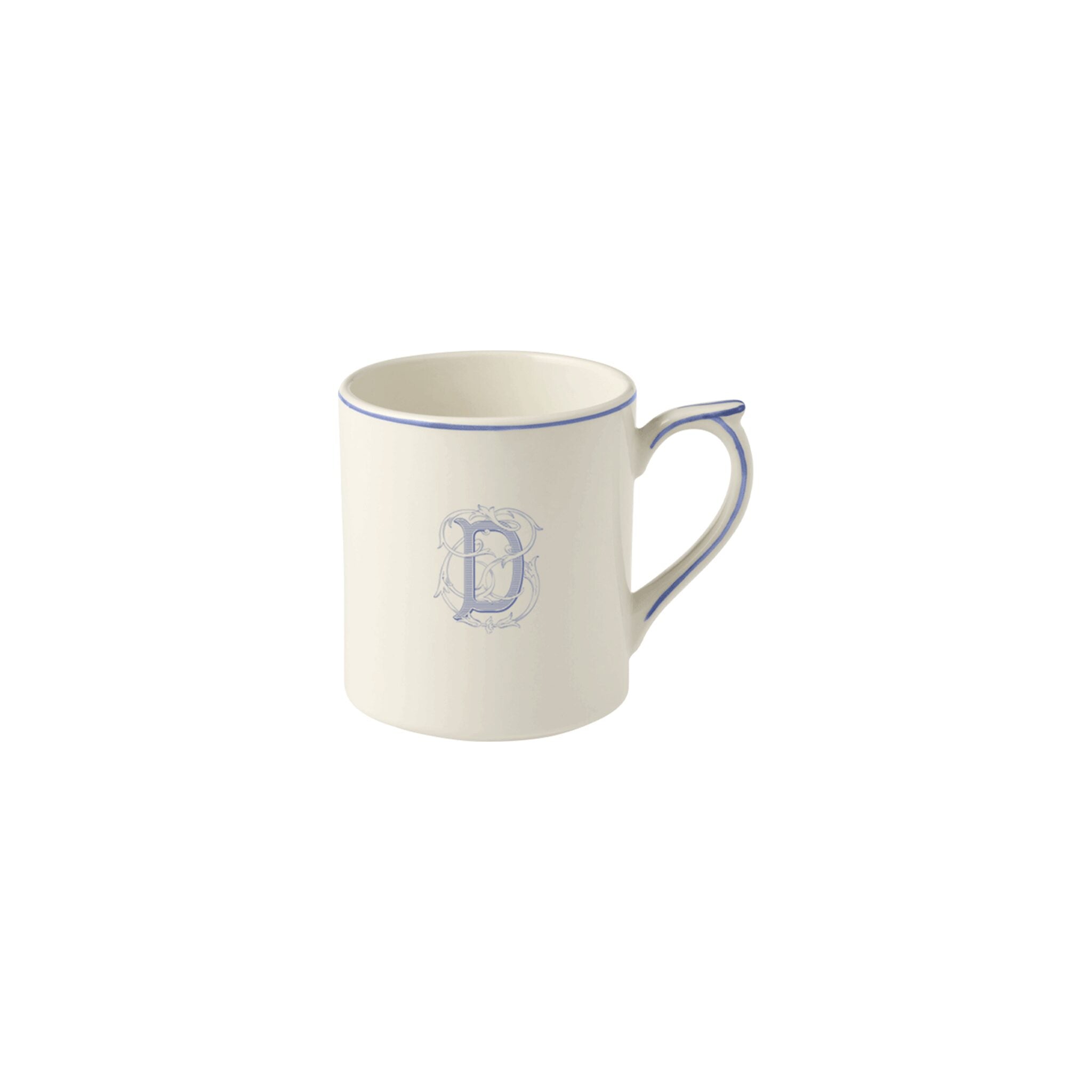Gien Mug D - Filet Blue Monogram