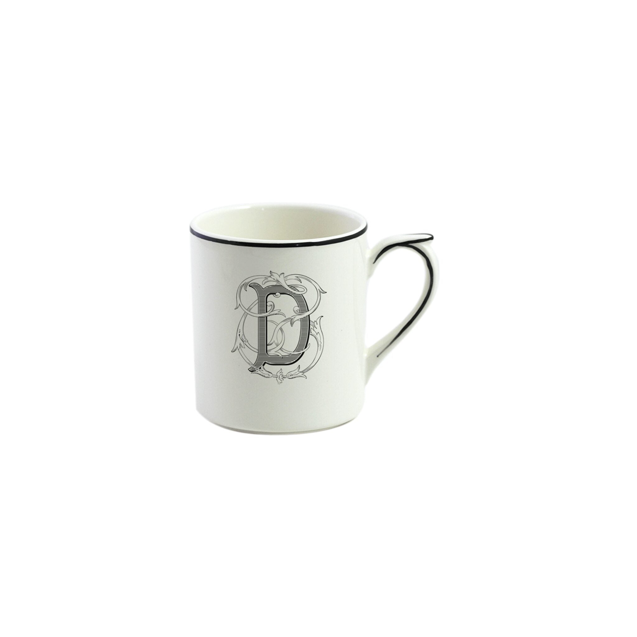 Gien Mug D - Filet Midnight Monogram