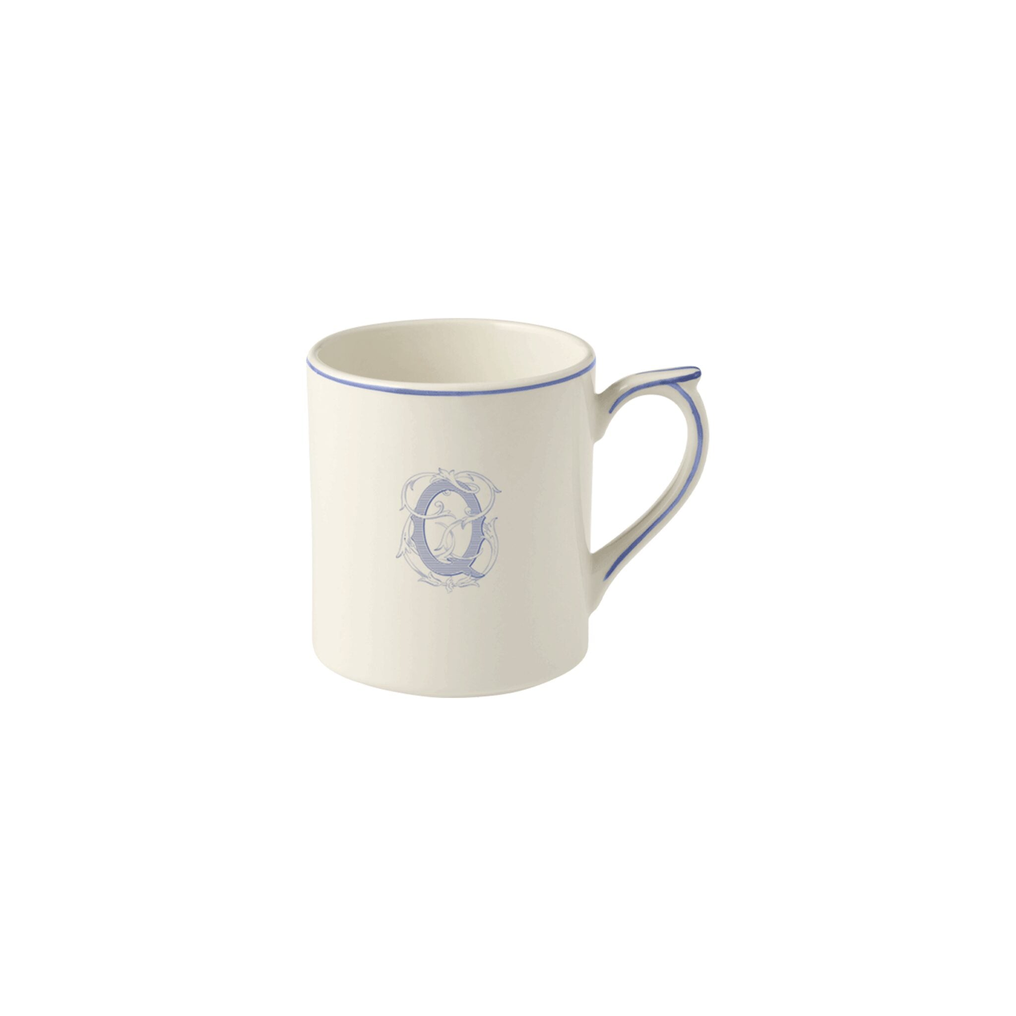Gien Mug Q - Filet Blue Monogram