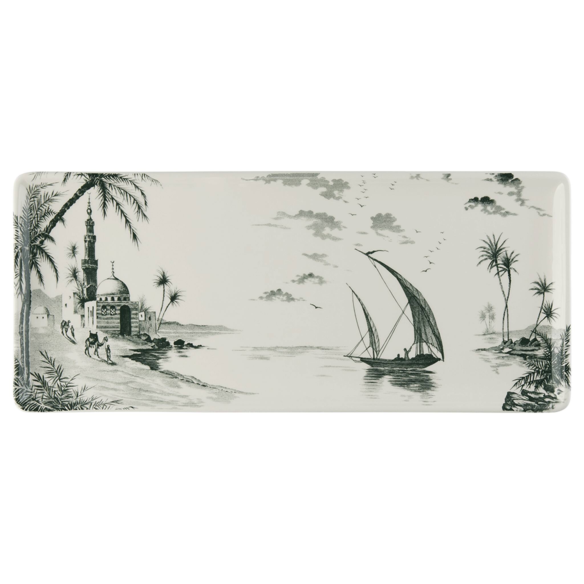 Gien Oblong Serving Tray - Les Dépareillées Green