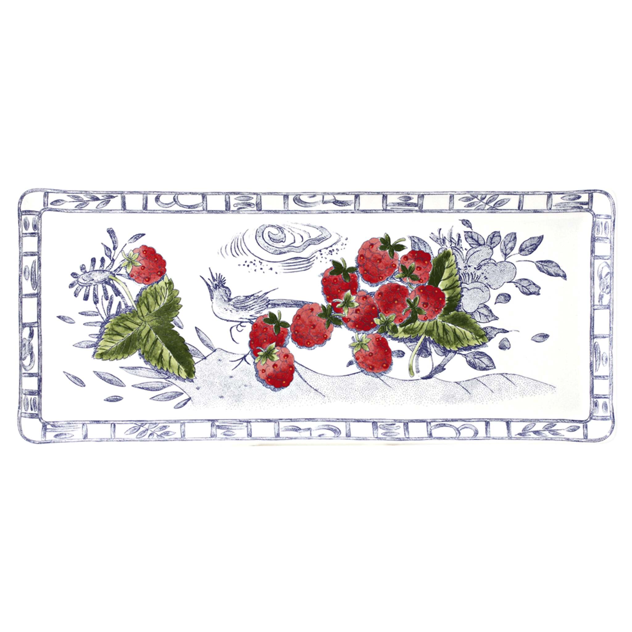 Gien Oblong Serving Tray - Oiseau Bleu Fruits