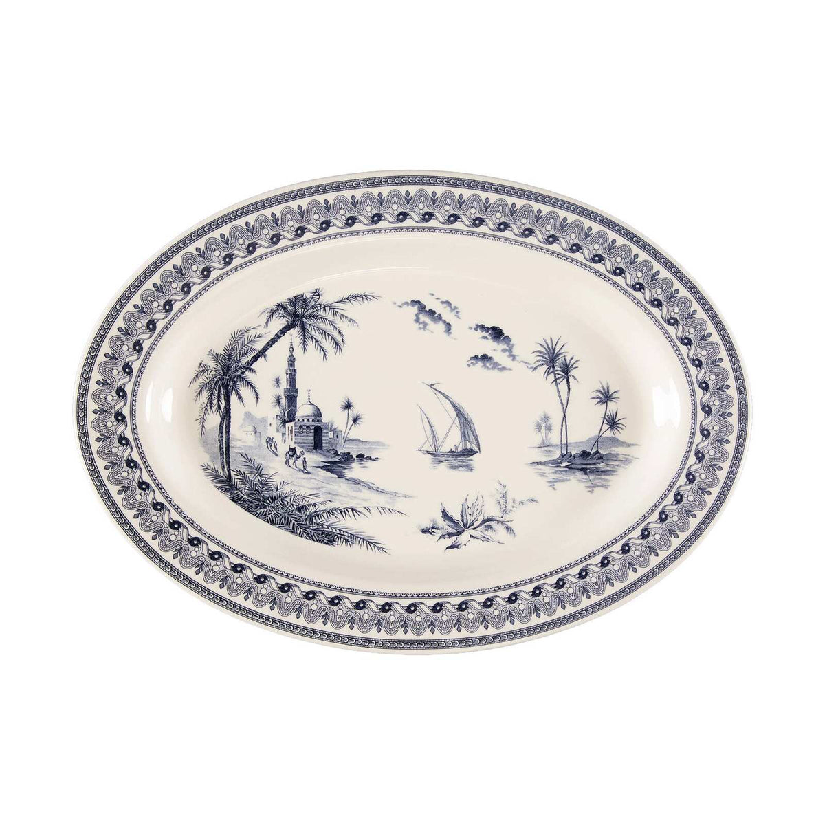 Gien Oval Platter - Les Dépareillées Blue