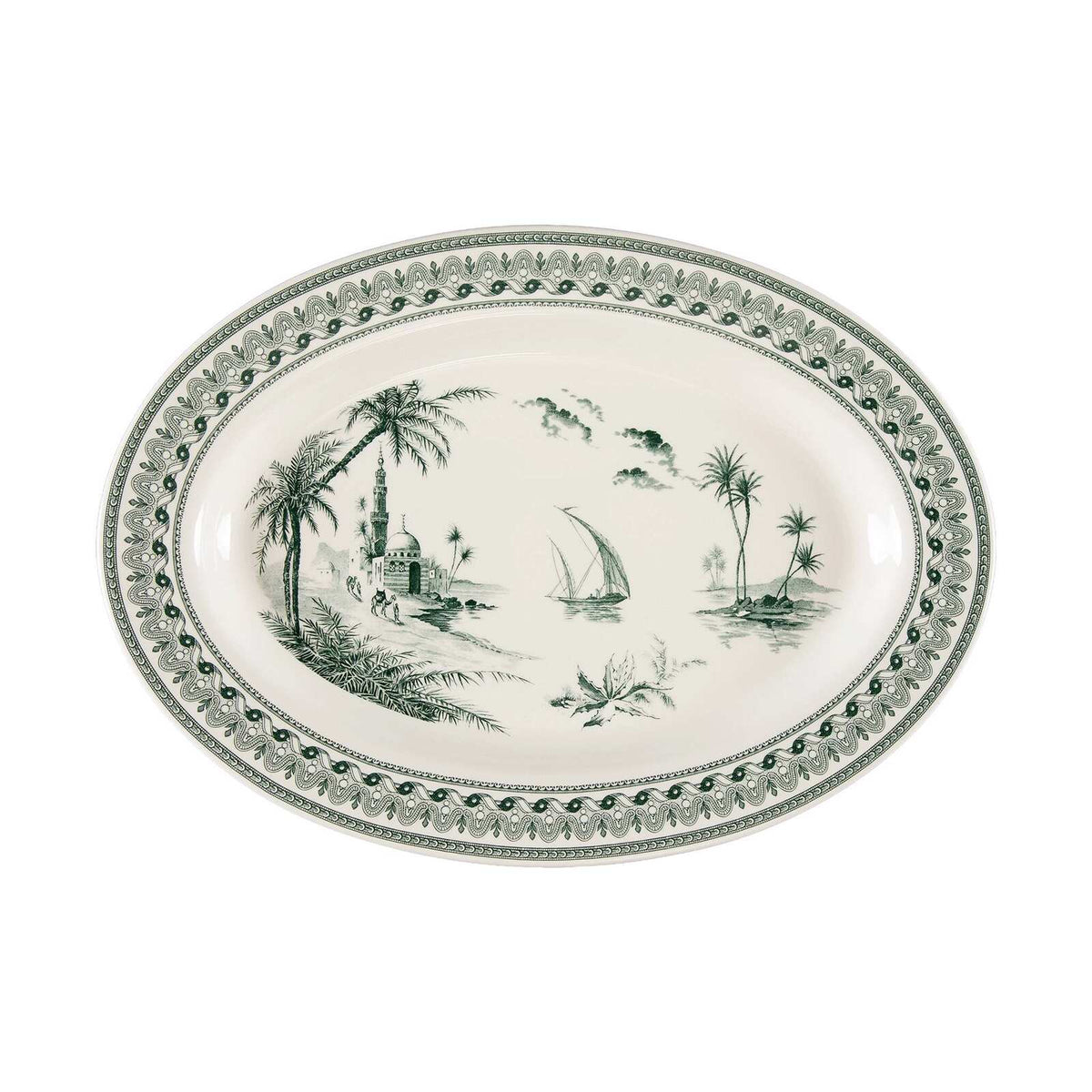 Gien Oval Platter - Les Dépareillées Green