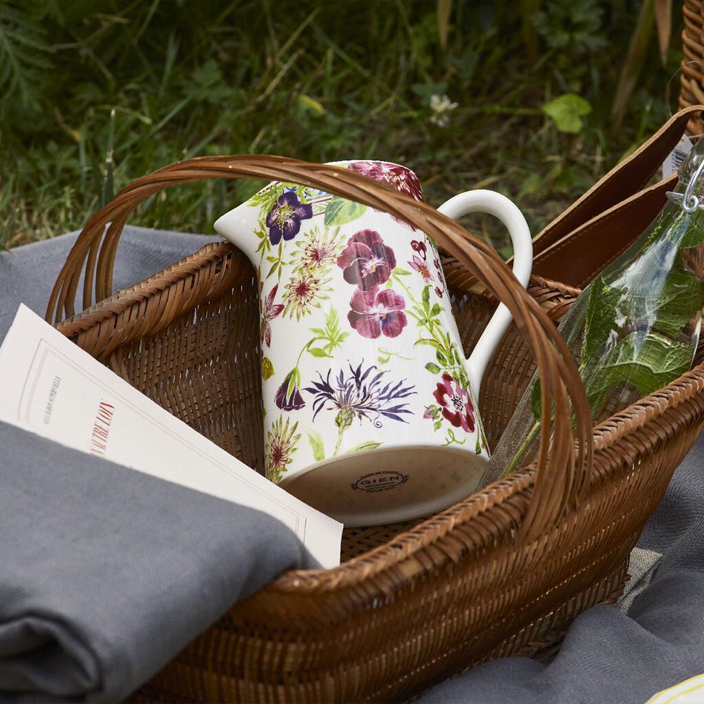 Gien Pitcher - Millefleurs, alternate view