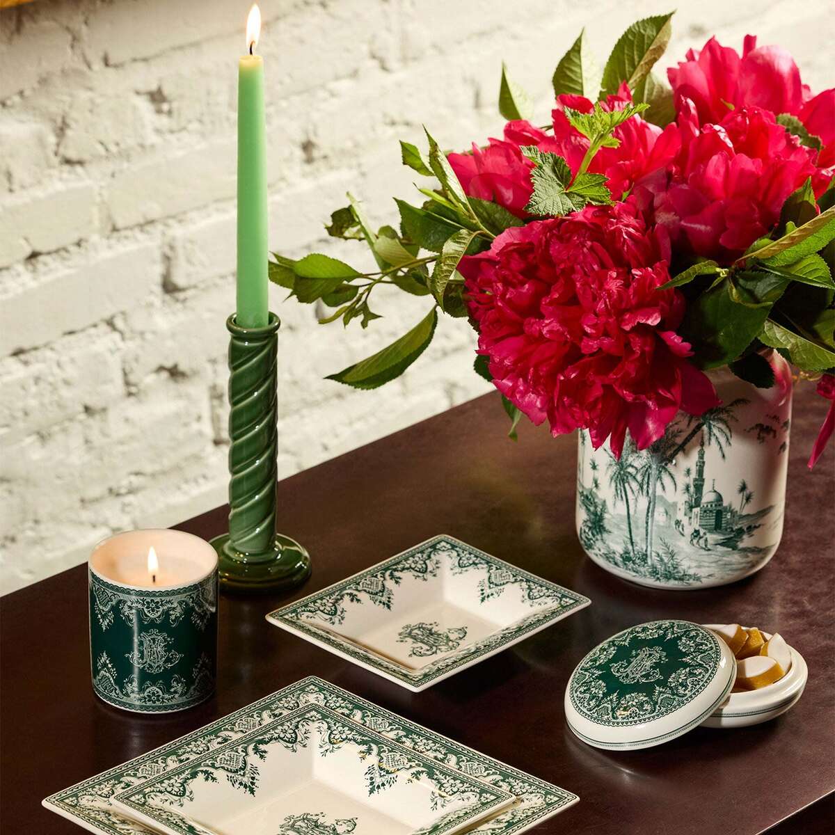 Gien Rectangular Tray - Les Dépareillées Green, view 2