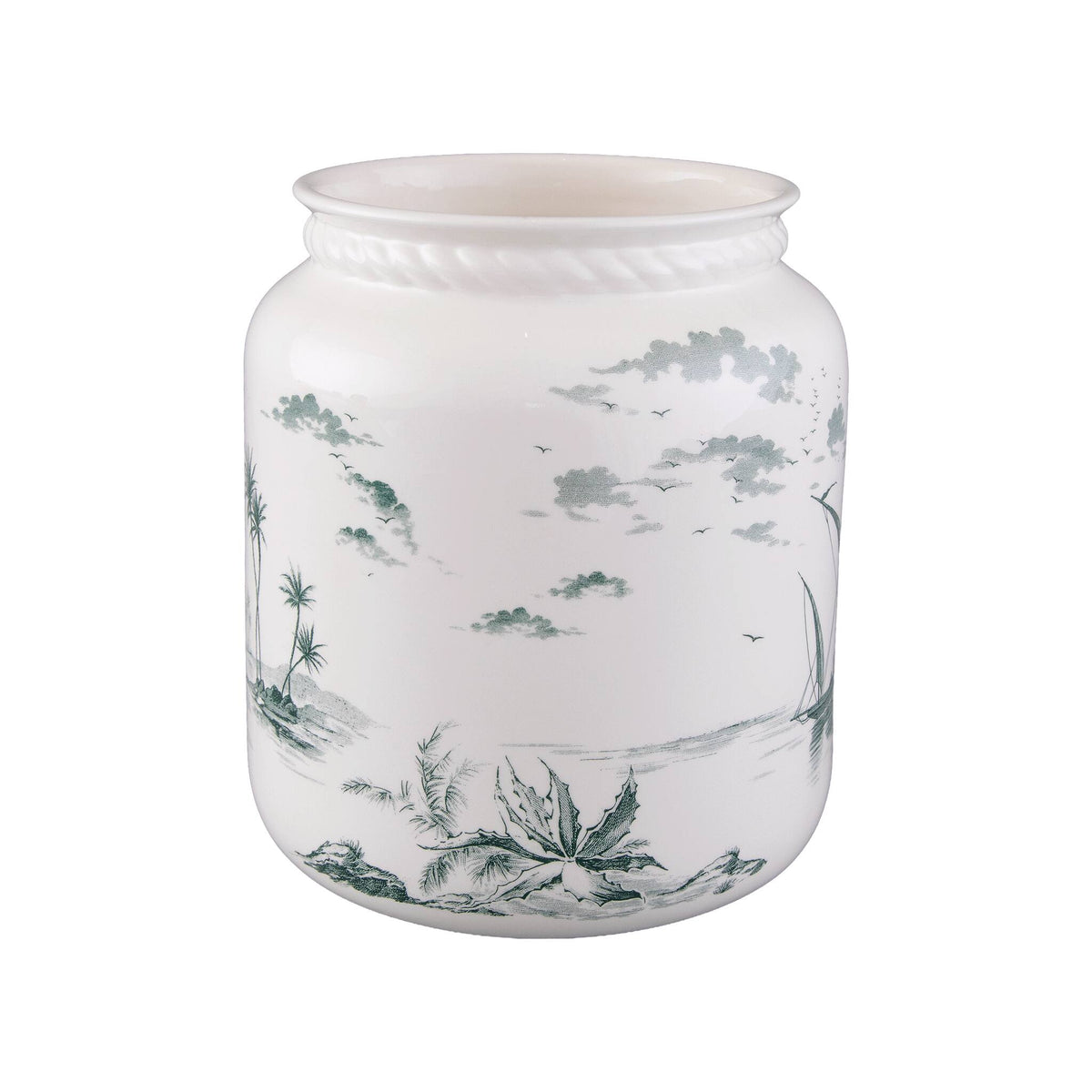Gien Roped Vase, Large - Les Dépareillées Green, view 3