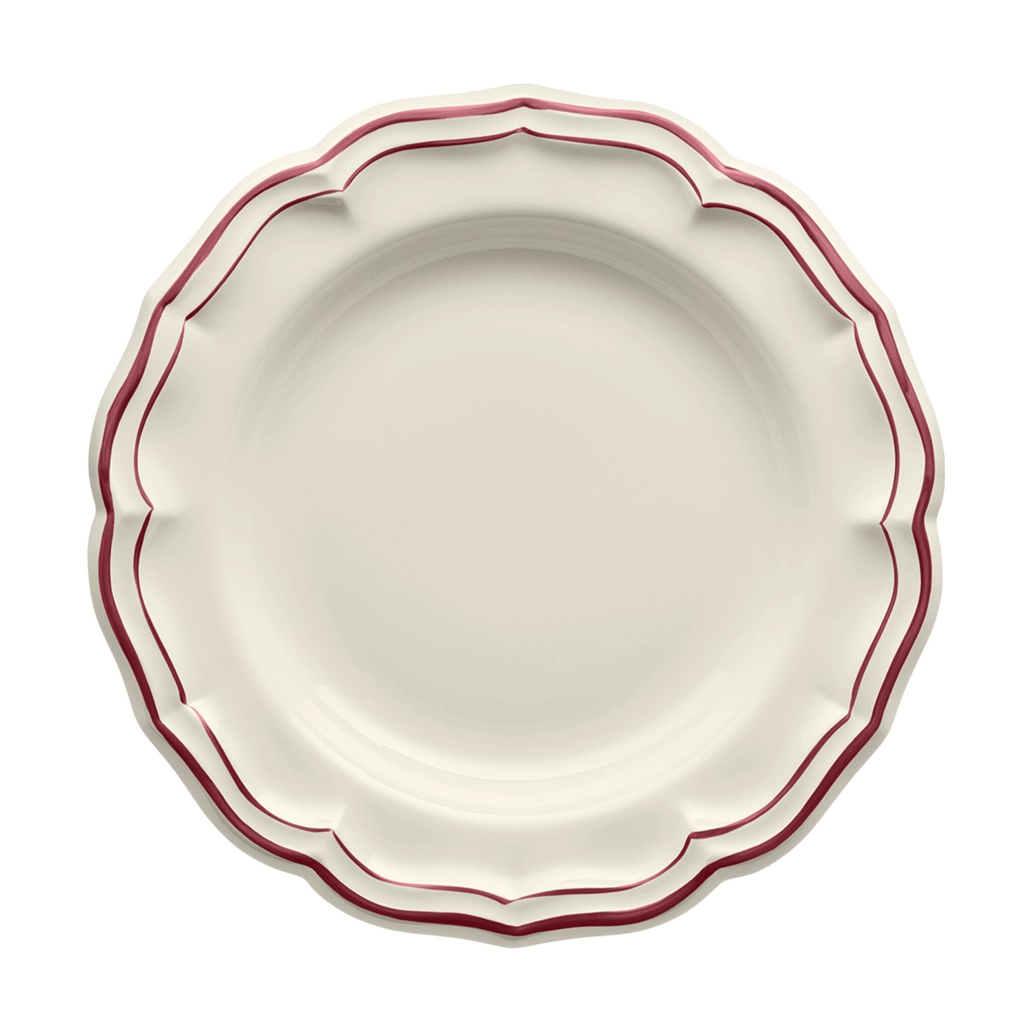Gien Round Deep Dish - Filet Burgundy Serving Bowl