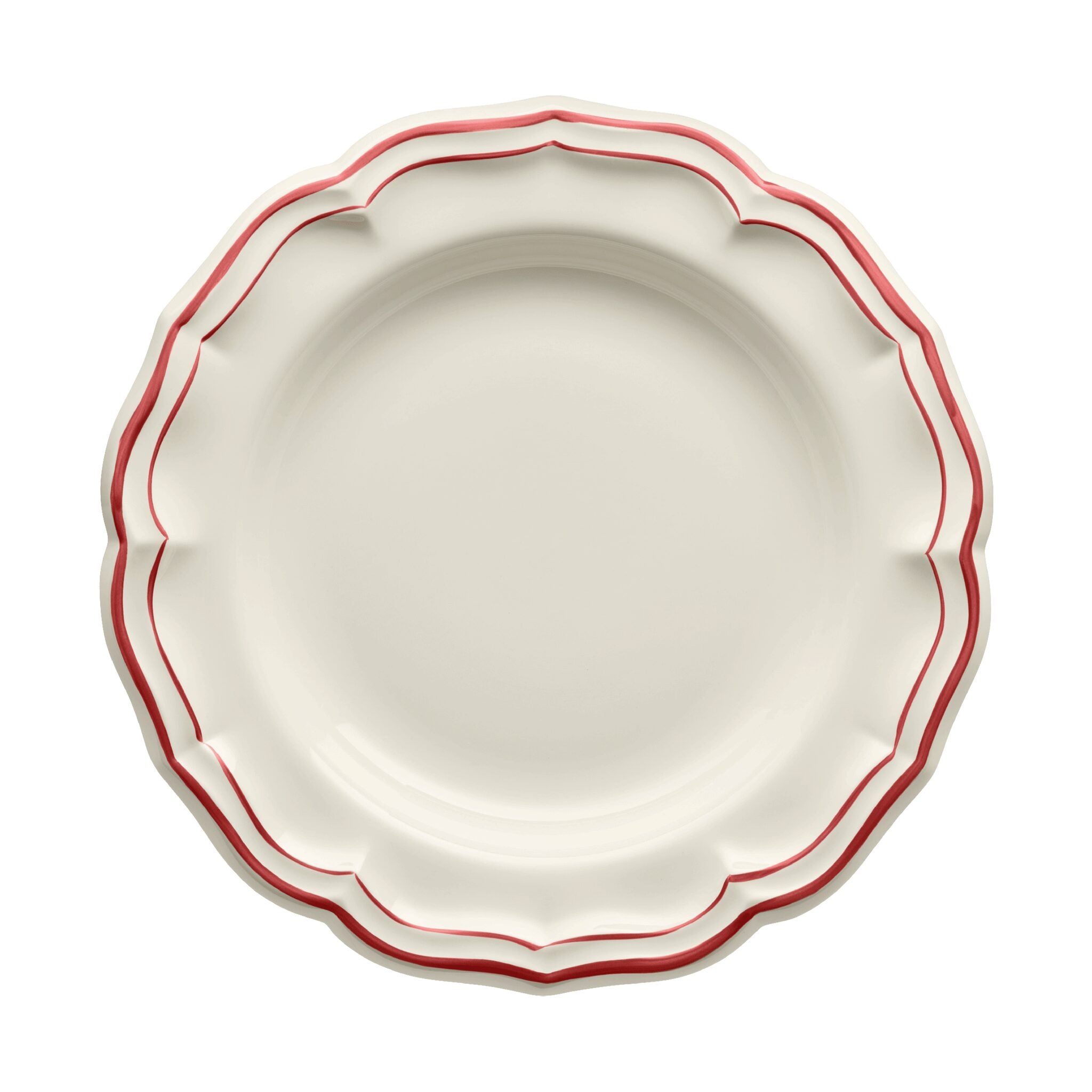 Gien Round Deep Dish - Filet Red Serving Bowl