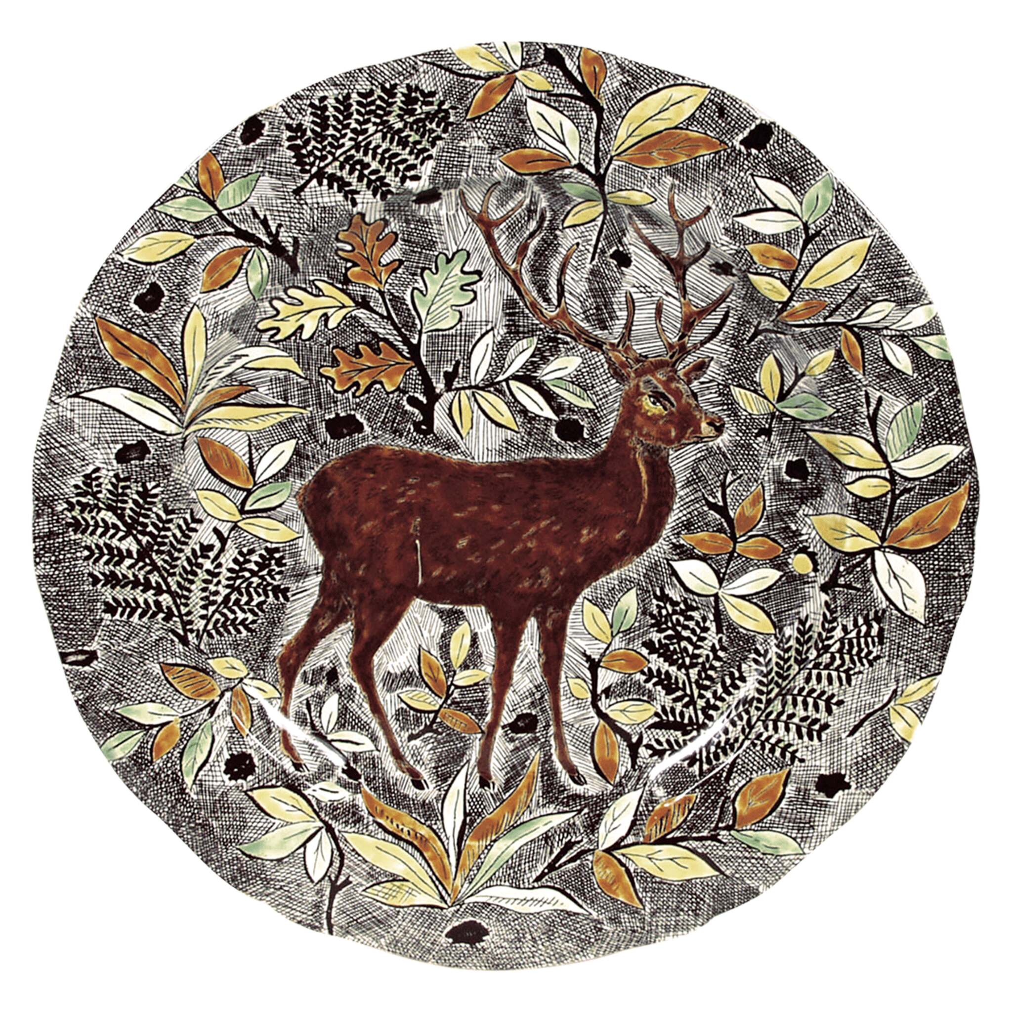 Gien Round Flat Dish Stag - Rambouillet Platter