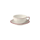 Gien Set of 2 Breakfast Cups & Saucers - Filet Burgundy