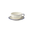 Gien Set of 2 Breakfast Cups & Saucers - Filet Cobalt