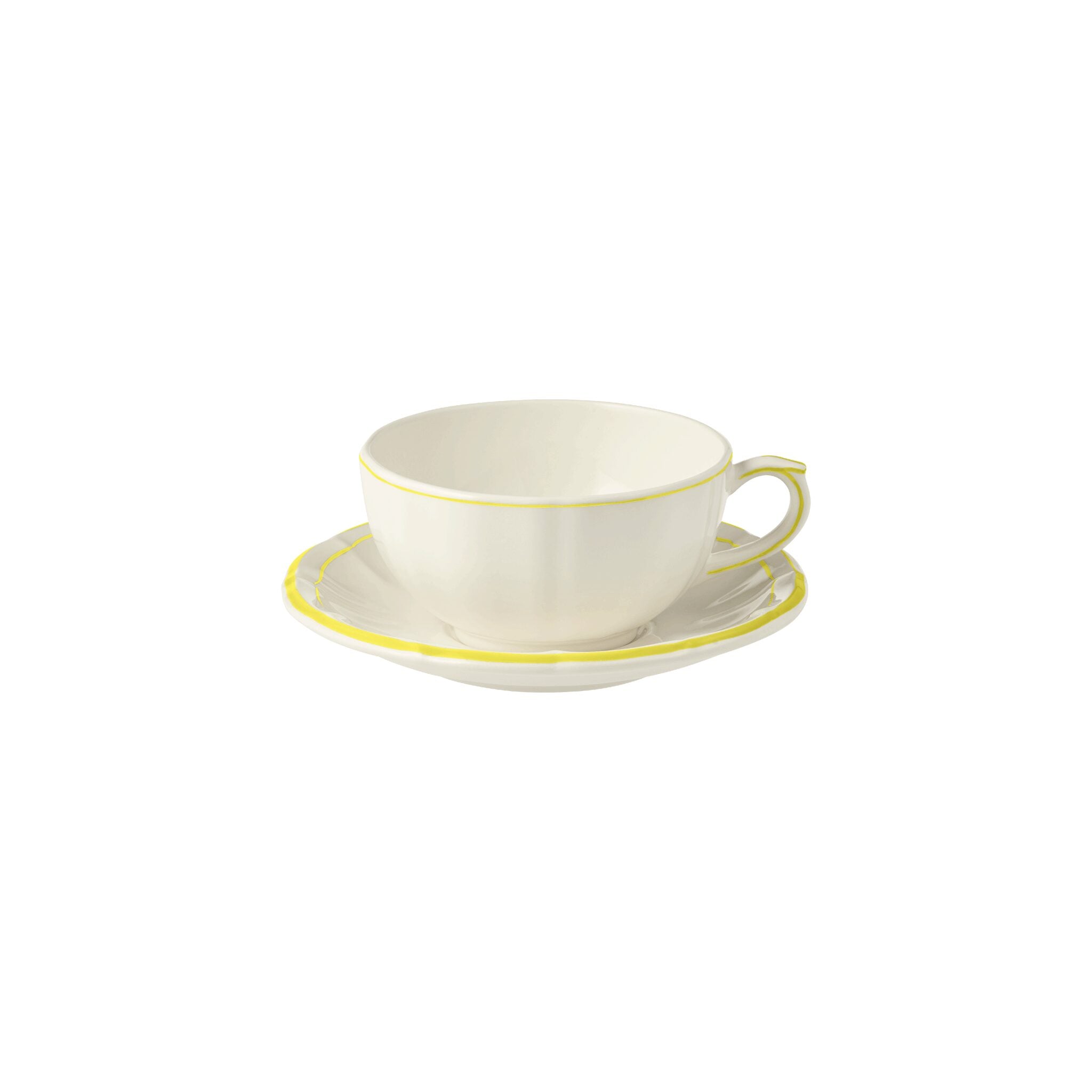 Gien Set of 2 Breakfast Cups & Saucers - Filet Lemon