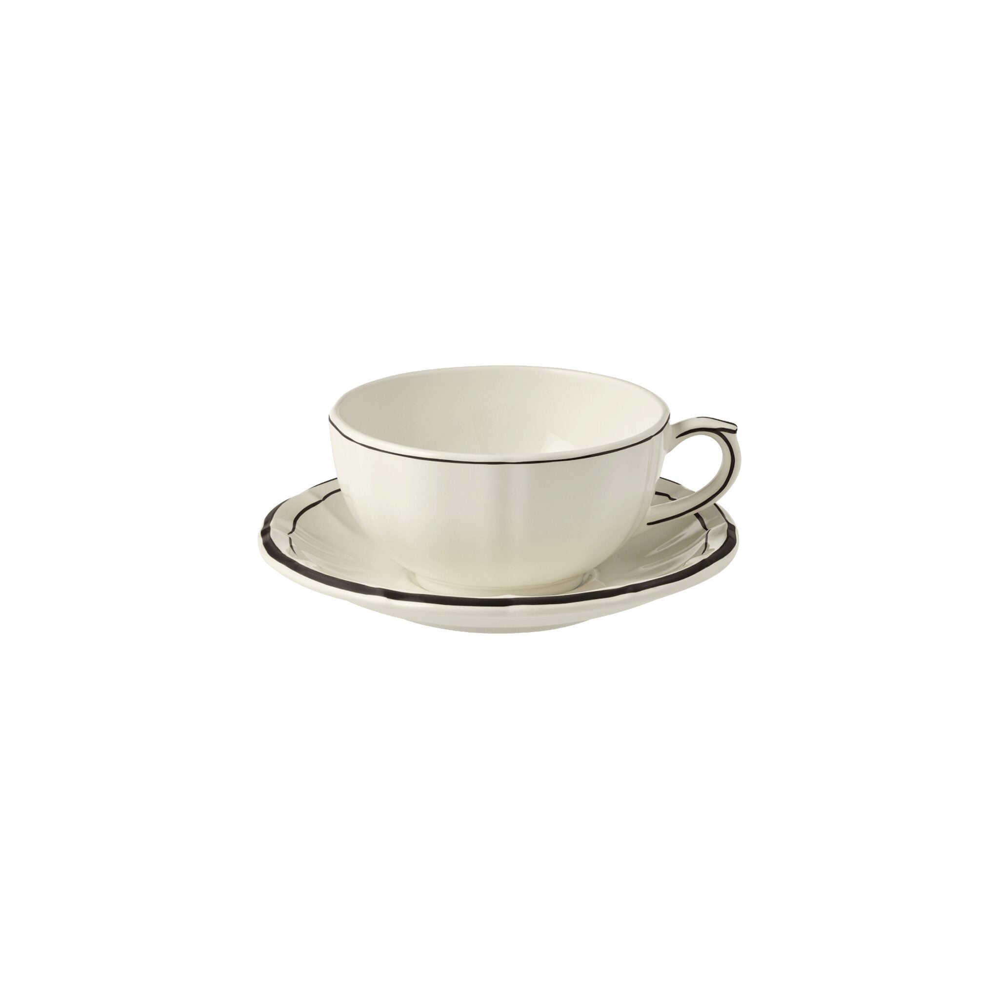 Gien Set of 2 Breakfast Cups & Saucers - Filet Midnight