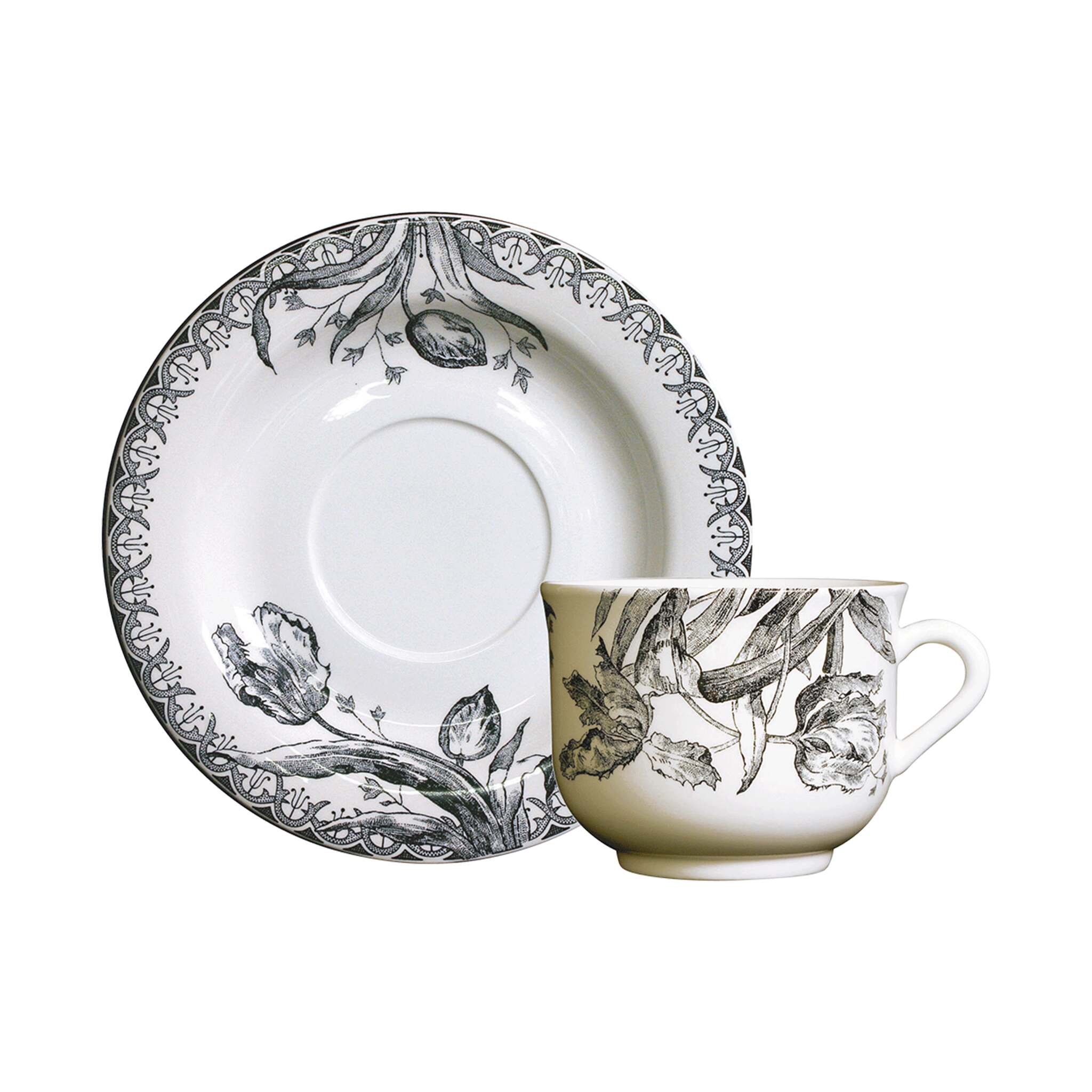 Gien Set of 2 Breakfast Cups & Saucers - Tulipes
