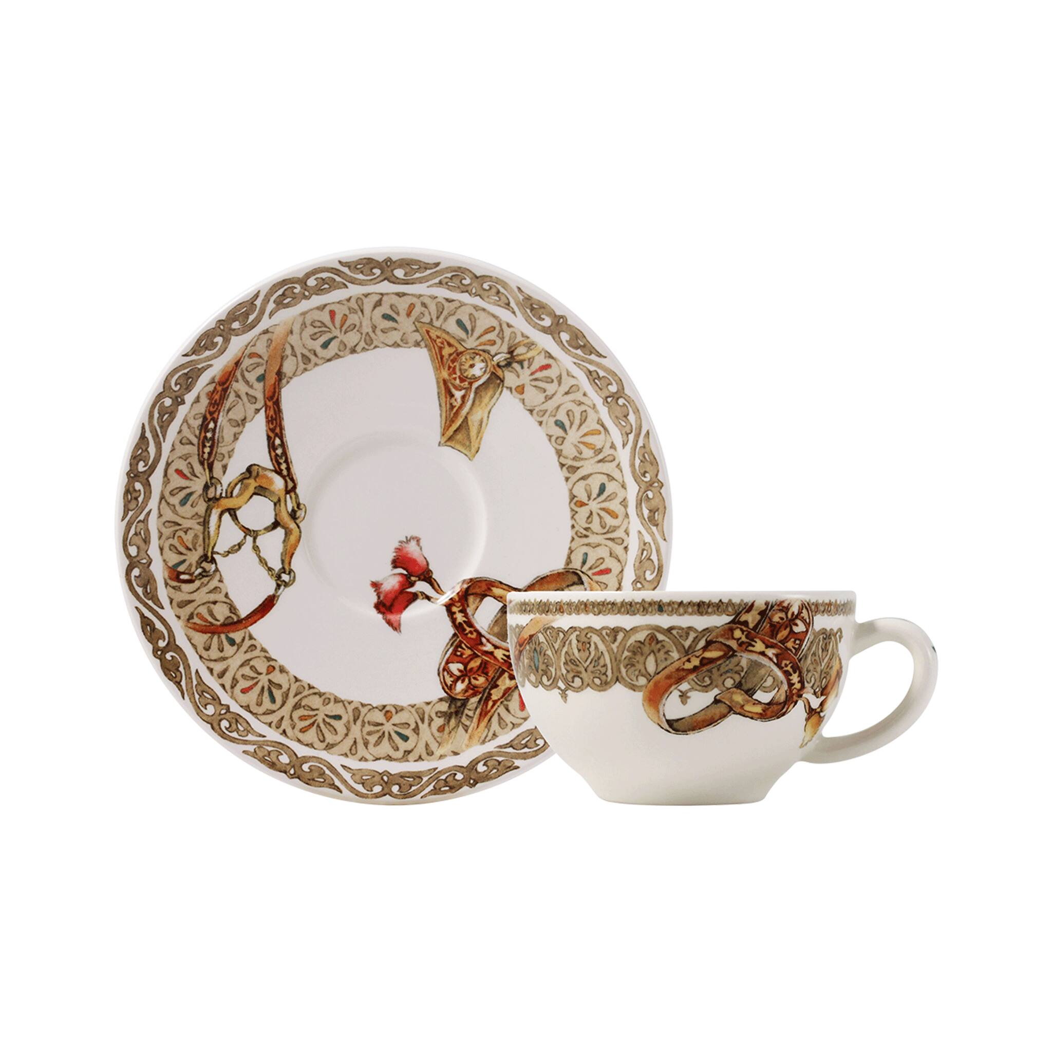 Gien Set of 2 Tea Cups & Saucers - Chevaux Du Vent