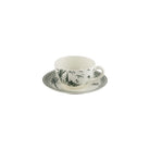 Gien Set of 2 Tea Cups & Saucers - Les Dépareillées Green