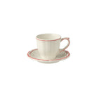 Gien Set of 2 US Tea Cups & Saucers- Filet Coral