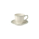 Gien Set of 2 US Tea Cups & Saucers- Filet Earth Grey