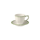 Gien Set of 2 US Tea Cups & Saucers - Filet Fern Green