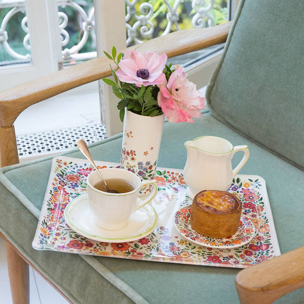 Gien Set of 2 US Tea Cups & Saucers- Filet Green, alternate view