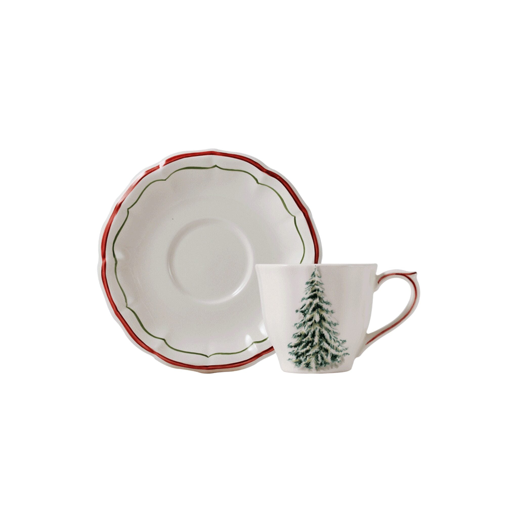 Gien Set of 2 Us Tea Cups & Saucers - Filet Noël