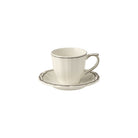 Gien Set of 2 US Tea Cups & Saucers- Filet Taupe