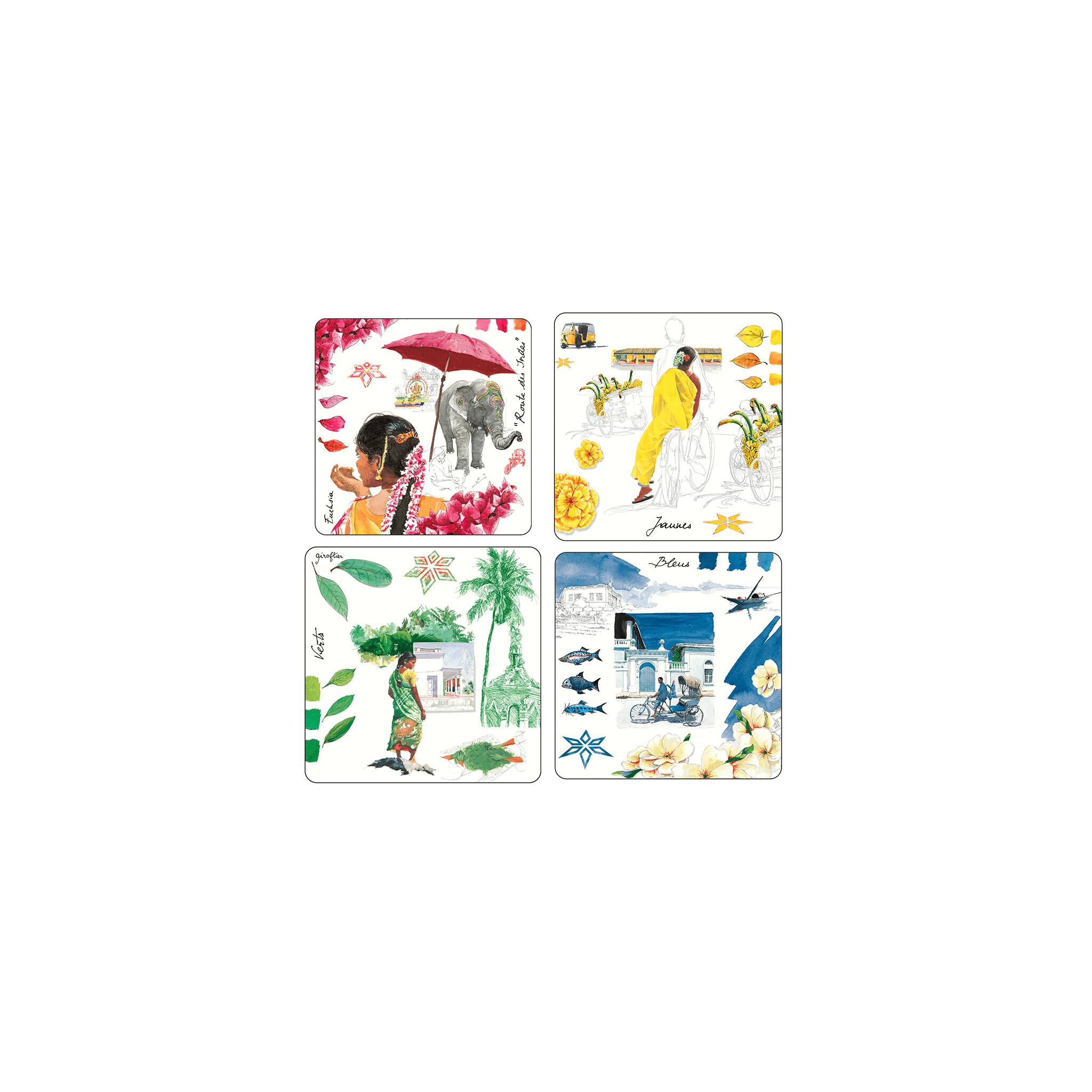 Gien Set of 4 Acrylic Coasters - Route Des Indes