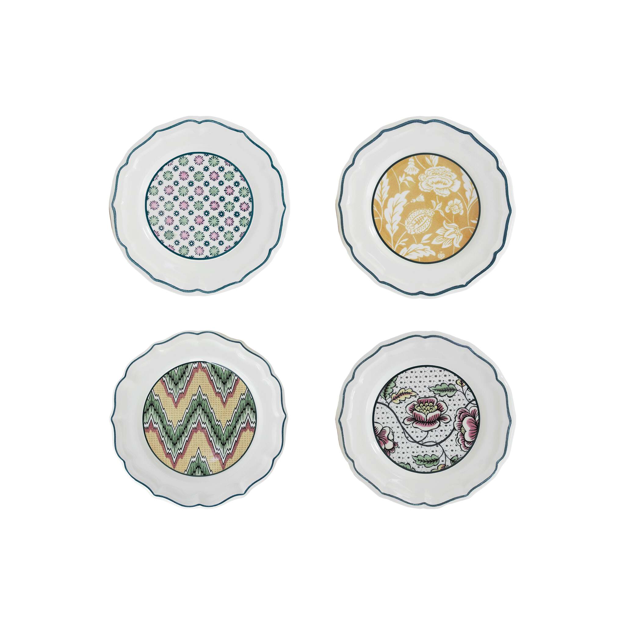 Gien Set of 4 Assorted Canape Plates - Dominoté