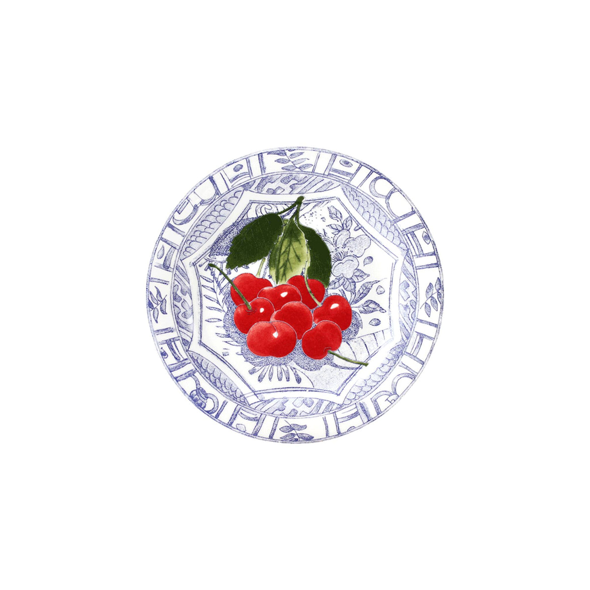 Gien Set of 4 Assorted Canape Plates - Oiseau Bleu Fruits, alternate view