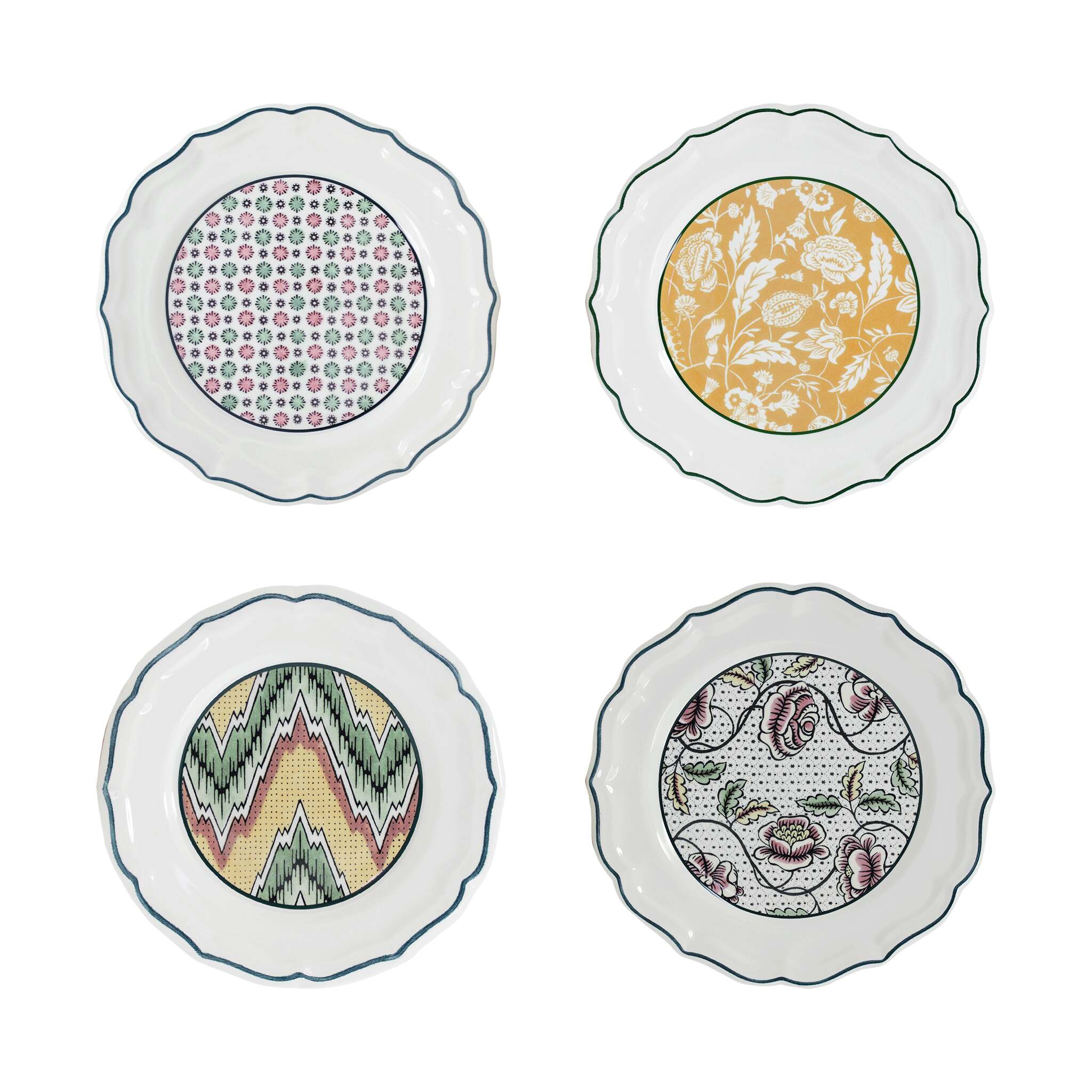 Gien Set of 4 Assorted Dessert Plates - Dominoté