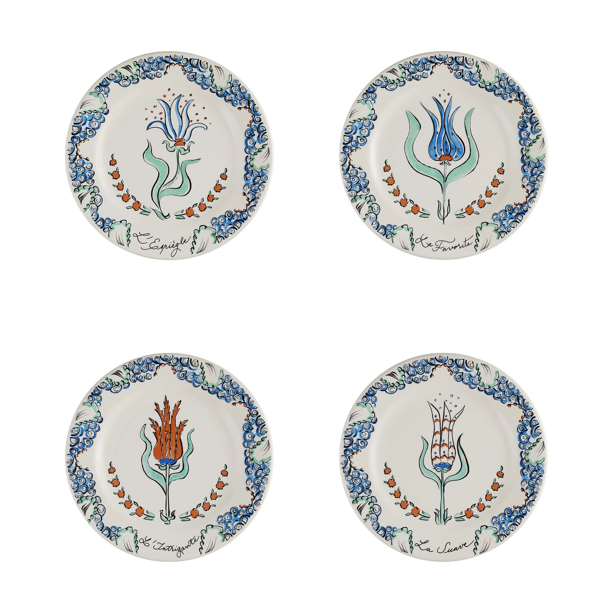 Gien Set of 4 Assorted Dessert Plates - La Favorite