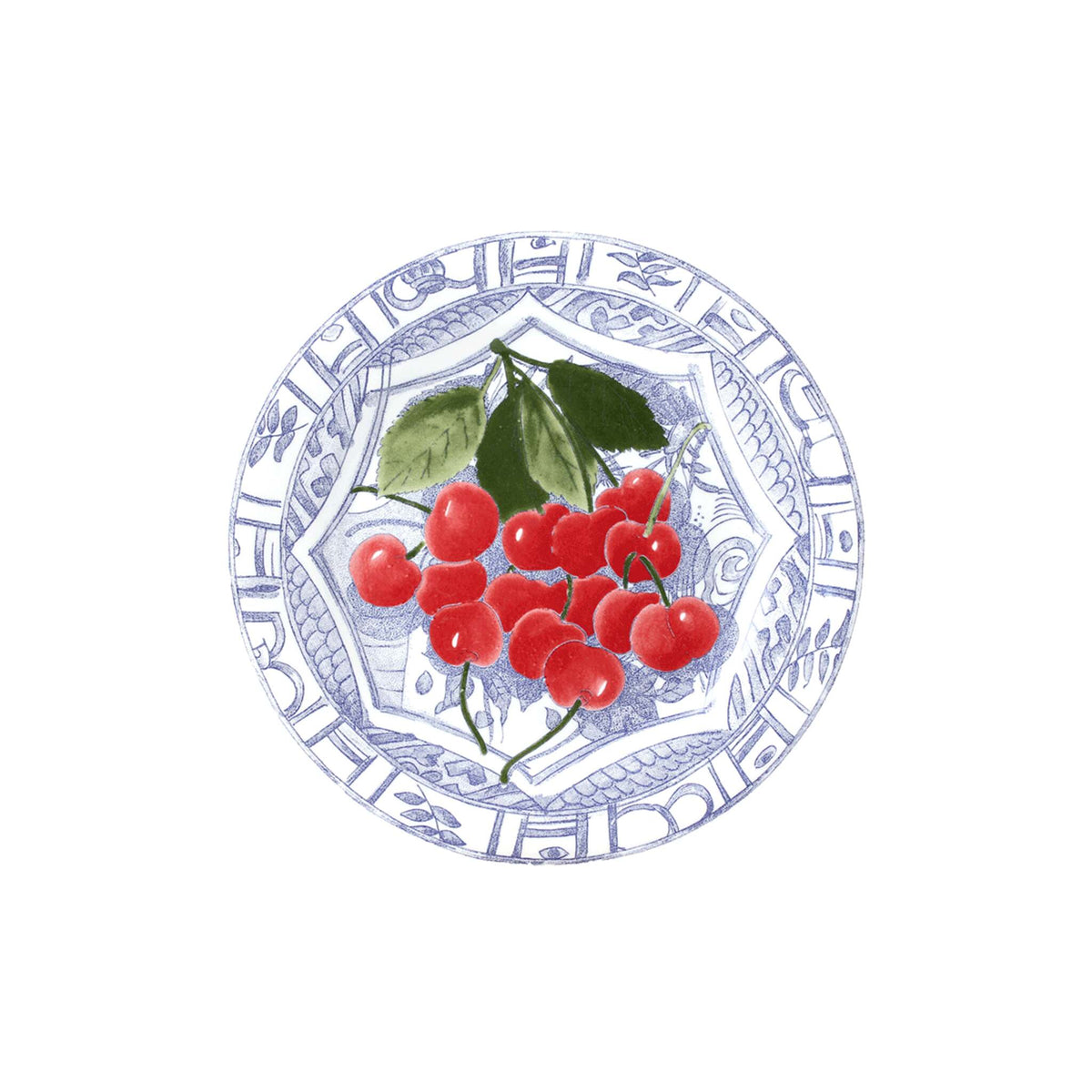 Gien Set of 4 Assorted Dessert Plates - Oiseau Bleu Fruits, alternate view
