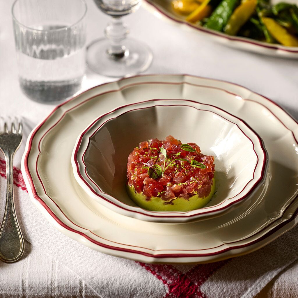 Gien Set of 4 Cereal Bowls - Filet Burgundy, alternate view