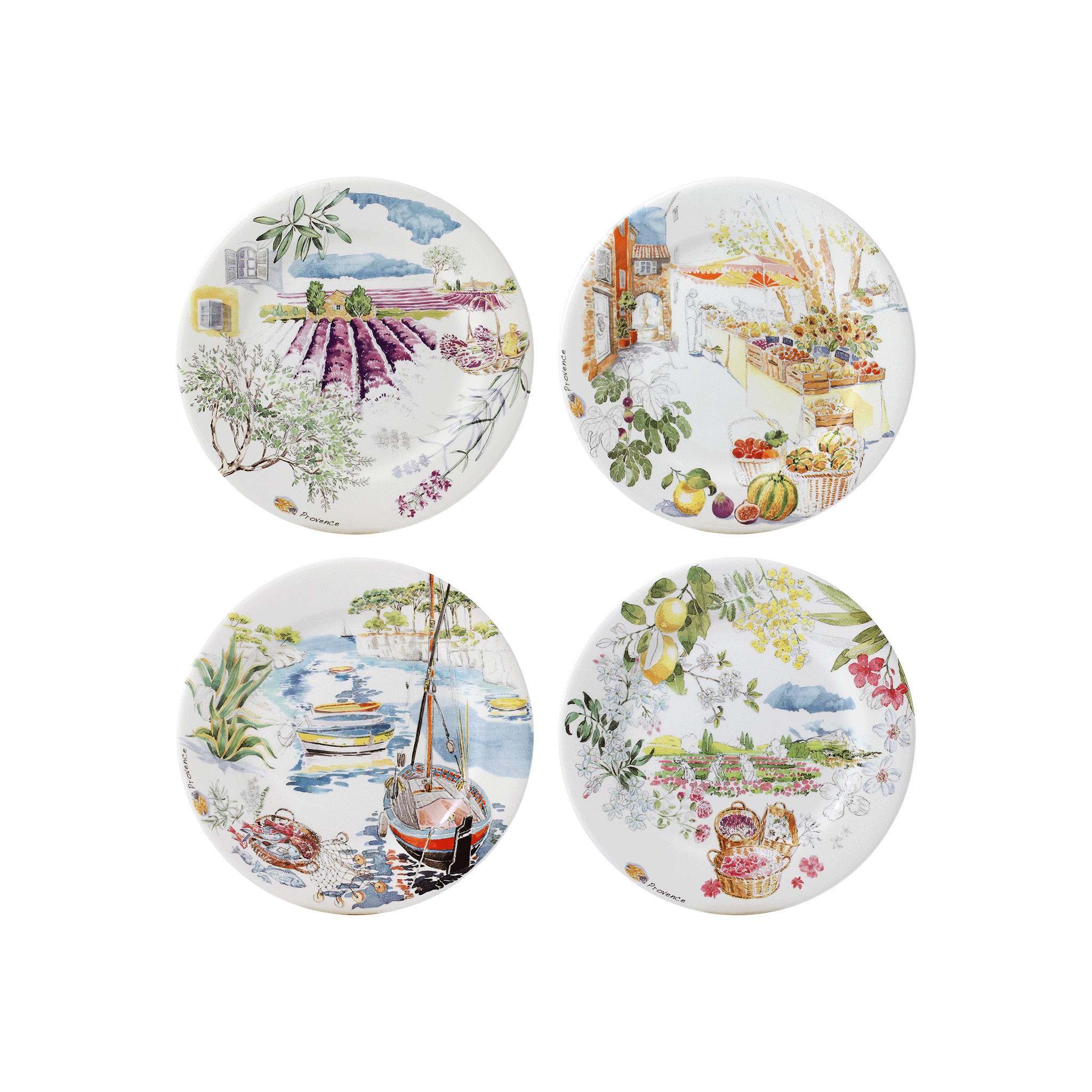 Gien Set of 4 Dessert Plates Assorted - Provence