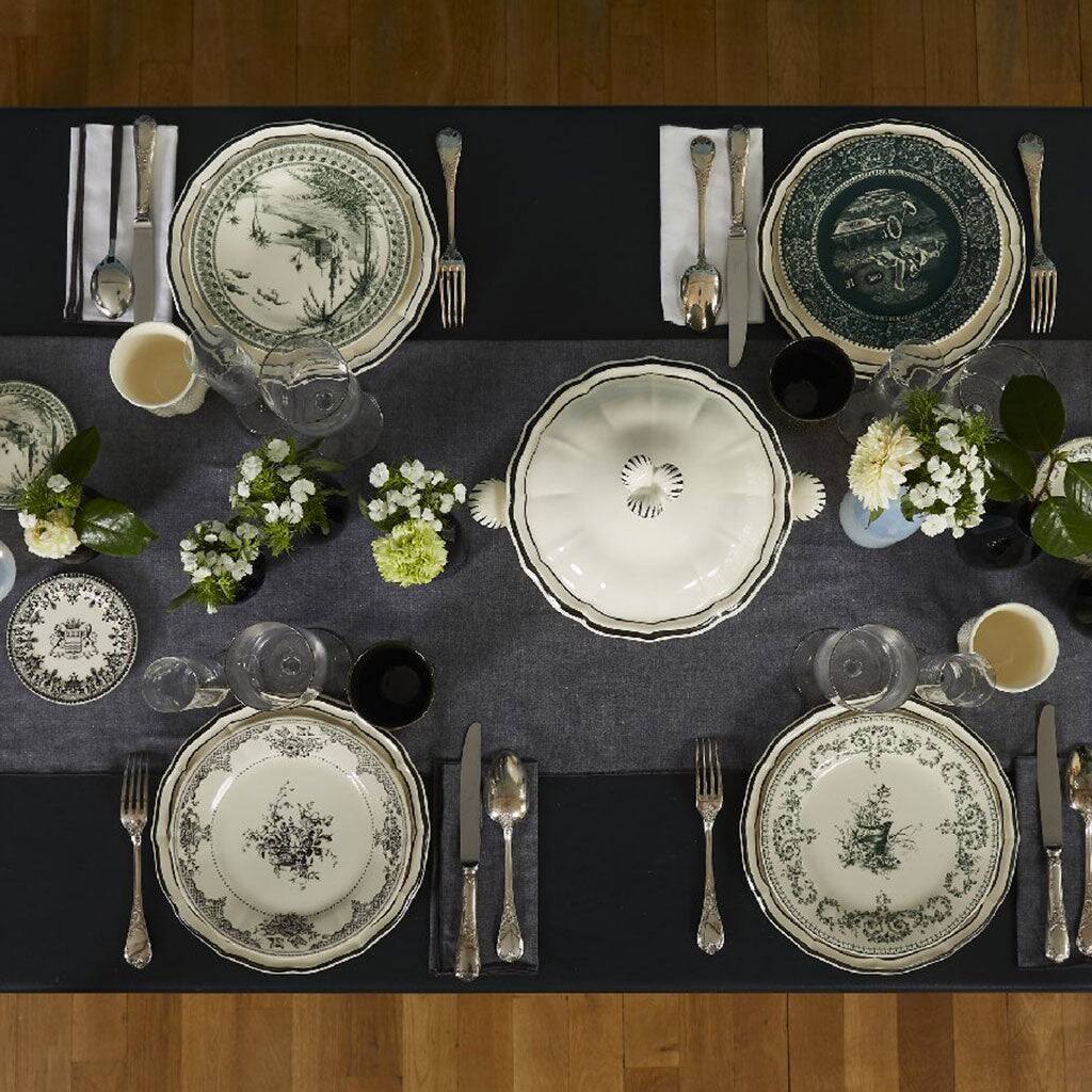 Gien Set of 4 Dessert Plates Fleurs - Les Dépareillées Green, alternate view