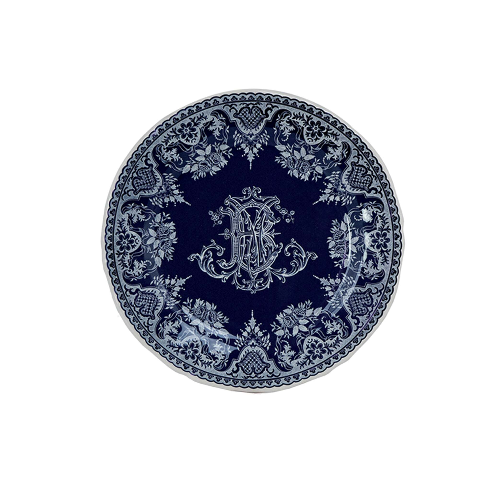 Gien Set of 4 Dessert Plates Monogramme - Les Dépareillées Blue