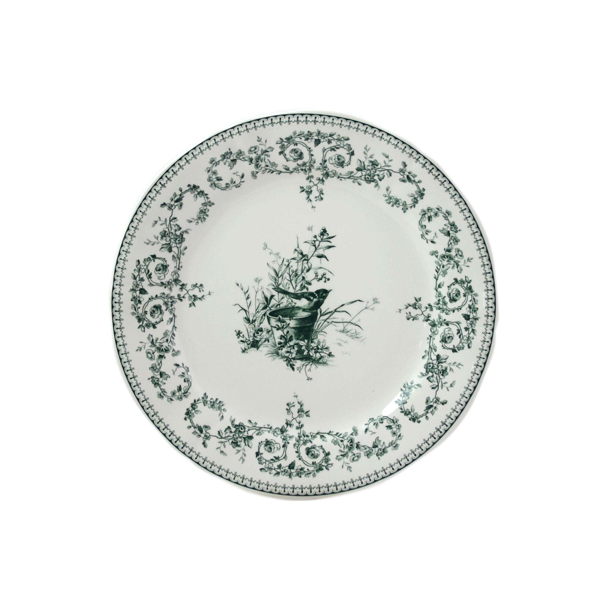 Gien Set of 4 Dessert Plates Oiseau - Les Dépareillées Green