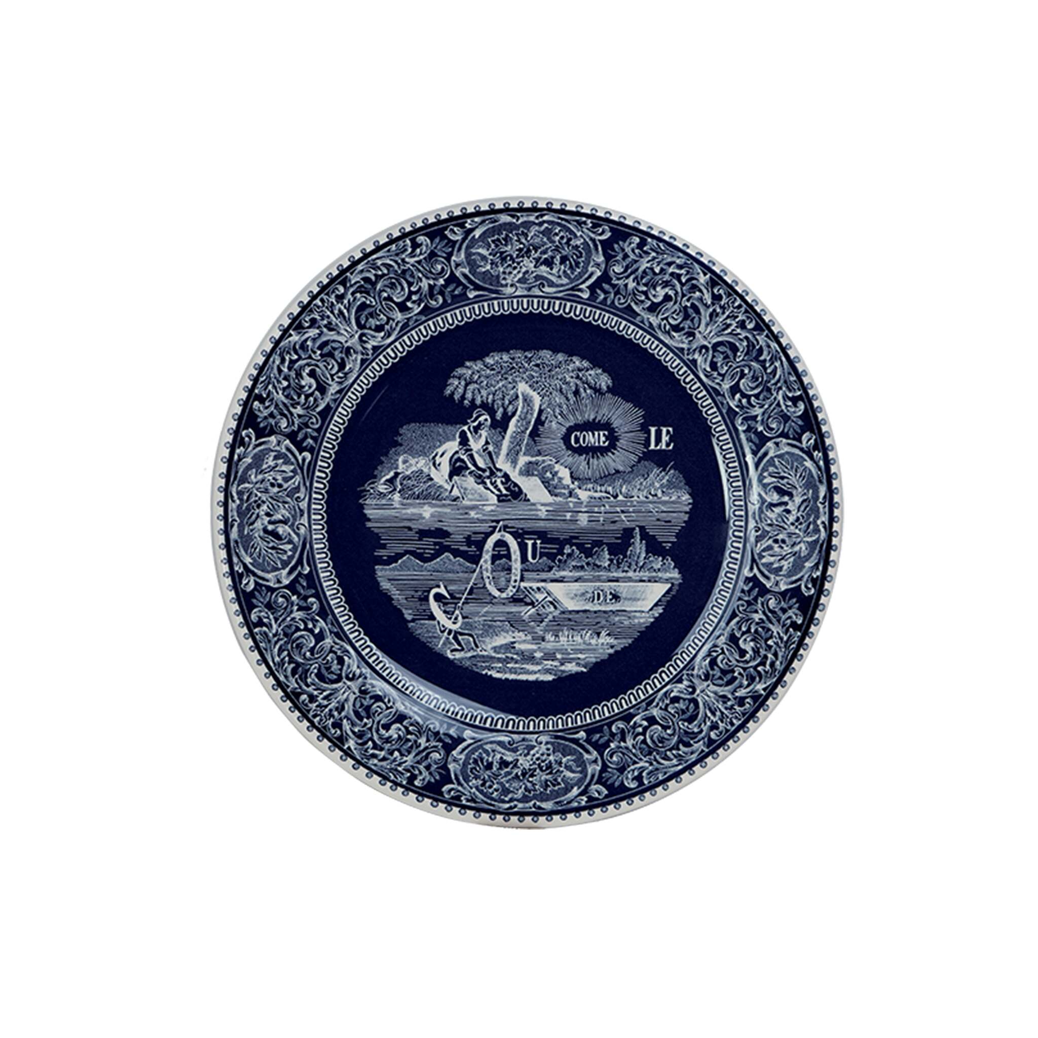 Gien Set of 4 Dessert Plates Rebus - Les Dépareillées Blue