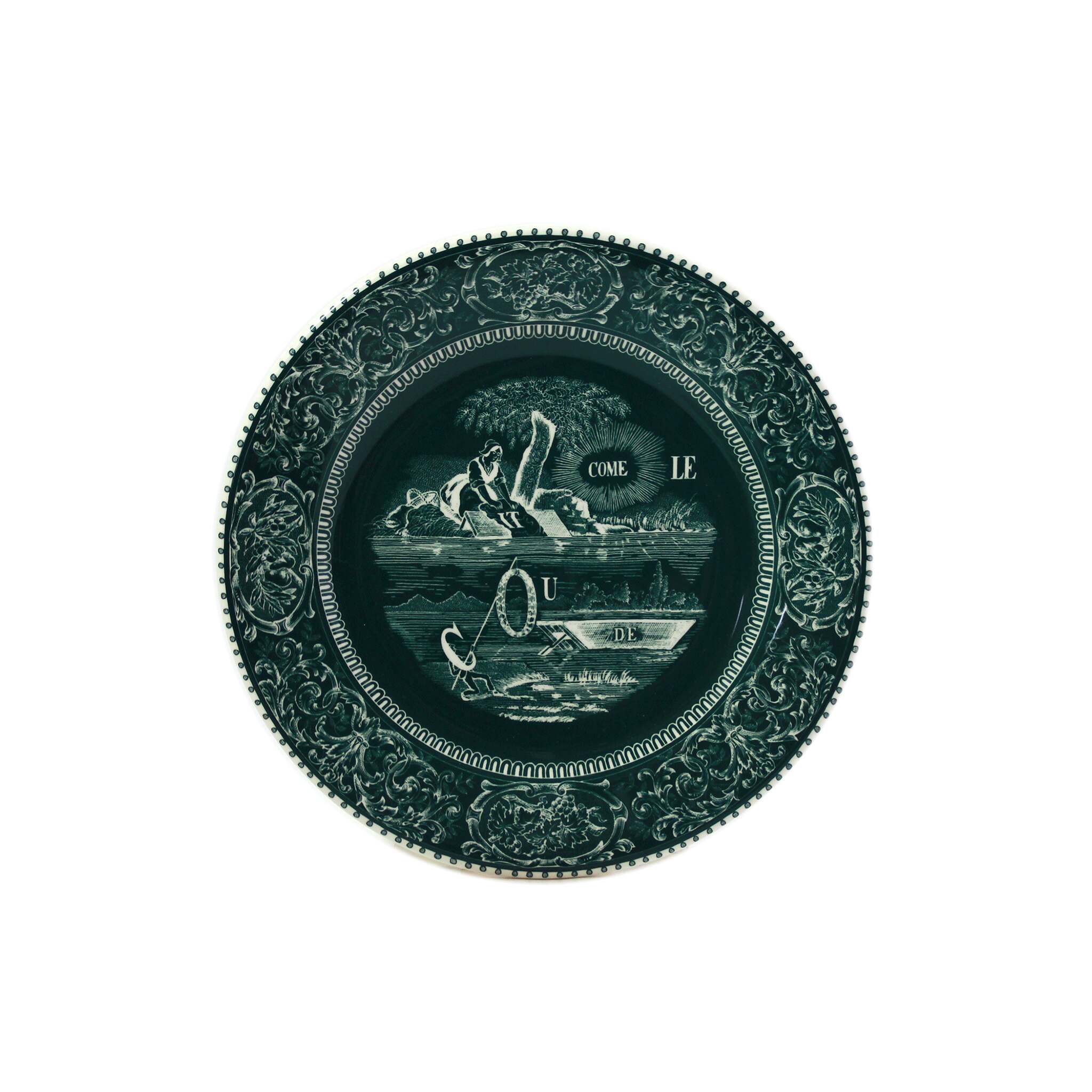 Gien Set of 4 Dessert Plates Rebus - Les Dépareillées Green