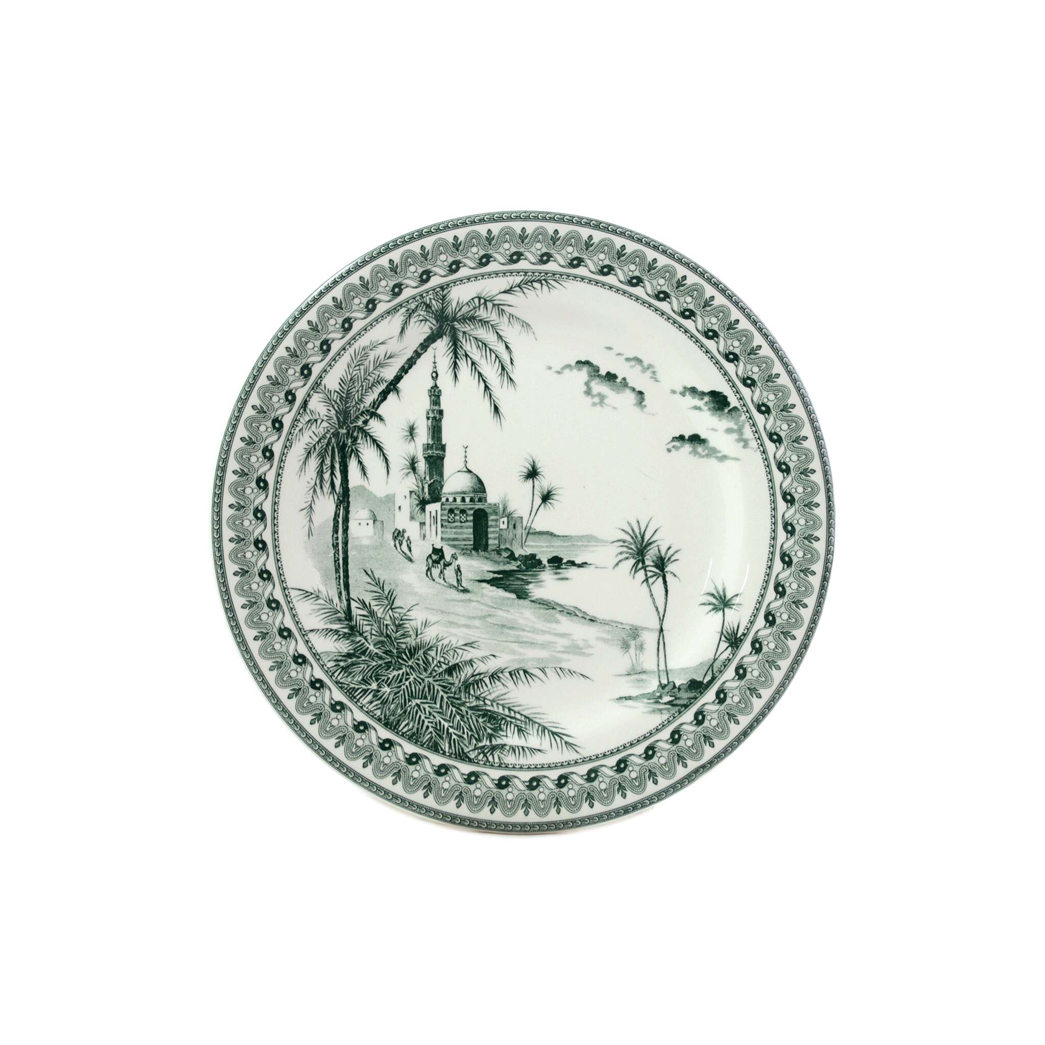 Gien Set of 4 Dessert Plates Vues D'Orient - Les Dépareillées Green